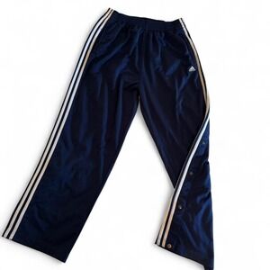 Vintage Adidas Breakaway Track Pants, Navy Blue/White Snap Leg, Men's Size XL